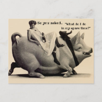 Lustige Vintage-Postkarte Was mache ich in meiner Postkarte