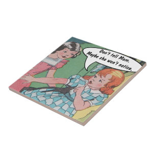 Lustige Vintage Retro Cartoon Comic Erzähle es nic Fliese