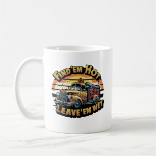 Lustige Vintage-Sonnenuntergang-Feuerwehrgrafik Kaffeetasse