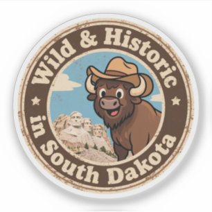 Lustige Vintage South Dakota Bison Cowboy Hut Retr Aufkleber