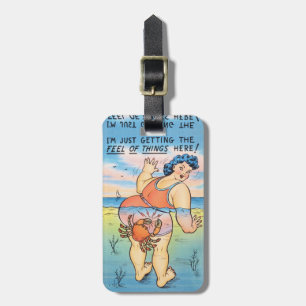 Lustige Vintage-Strand Humor-Krebs-Attack-Illustra Gepäckanhänger