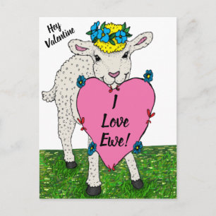 Lustige Vintage Valentinstag Lamm Postkarte