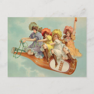 Lustige Vintage viktorianische Frauen trinken Bier Postkarte