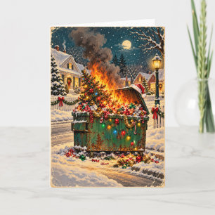 Lustige Vintage-Weihnachts-Müllcontainer-Feuer-Fei Feiertagskarte