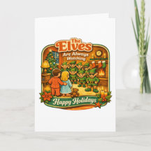 Lustige Vintage-Weihnachtselfen beobachten immer