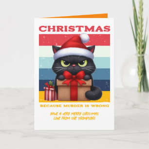 Lustige Vintage-Weihnachtskatze Retro-Weihnachtsfo Feiertagskarte