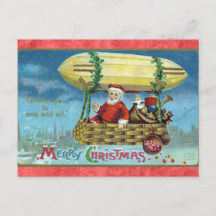 Lustige Vintage-Weihnachtsmann-Spielzeuge-Blimp We Postkarte
