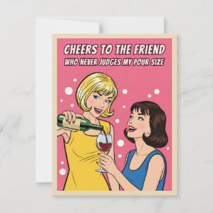 Lustige Vintage-Wein-Humor-Beste-Freundin-Pop-Art- Feiertagskarte