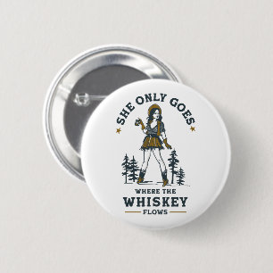 Lustige Vintage Western Cowgirl Whiskey Liebhaberi Button