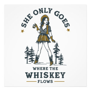 Lustige Vintage Western Cowgirl Whiskey Liebhaberi Fotodruck
