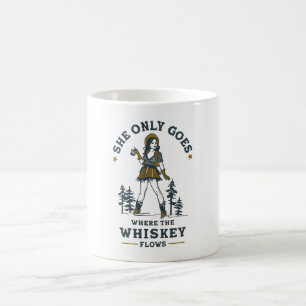 Lustige Vintage Western Cowgirl Whiskey Liebhaberi Kaffeetasse