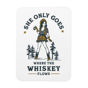Lustige Vintage Western Cowgirl Whiskey Liebhaberi Magnet