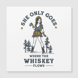 Lustige Vintage Western Cowgirl Whiskey Liebhaberi Magnetkarte