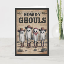 Lustige Vintage-Western-Grüfte sagen Howdy Hallowe