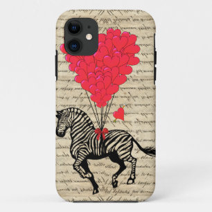 Lustige Vintage-Zebra- und Herzballons Case-Mate iPhone Hülle