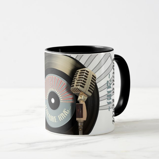Lustige Vinylaufzeichnung Karaoke-König-Retro Tasse (VorderseiteRechts)