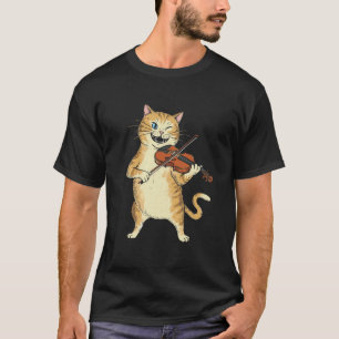 Lustige Violin-Katze Musiker Orchester Fiedler T-Shirt