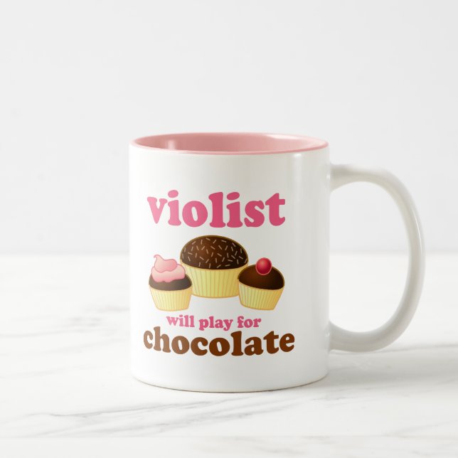 Lustige Violist-Musik-Tasse Zweifarbige Tasse (Rechts)
