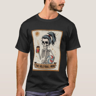 Lustige Volleyball-Mutter Skelett Kaffee Liebhaber T-Shirt