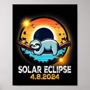 Lustige vollständige Sonnenfinsternis Faultier Sol Poster