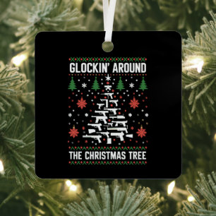 Lustige Waffen hässliche Weihnachtspullover für Wa Ornament Aus Metall