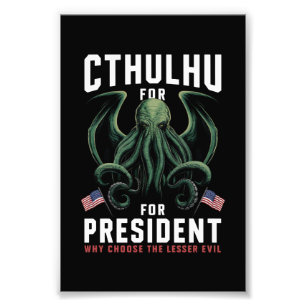 Lustige Wahlen 2024 Cthulhu für Präsident  Fotodruck