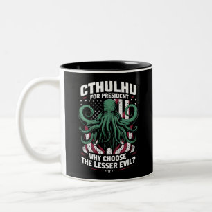 Lustige Wahlen 2024 Cthulhu für Präsident Zweifarbige Tasse
