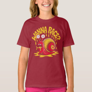 Lustige "Wanna Race?" Niedliche Schnecke Humor Kin T-Shirt