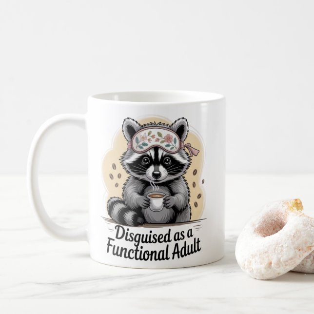 Lustige Waschbären-Kaffeetasse getarnt als funktio Kaffeetasse (Mit Donut)