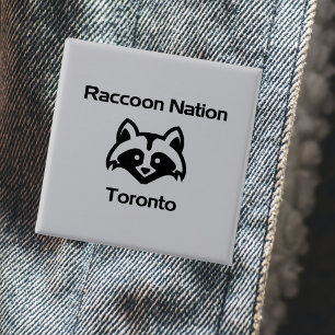 Lustige Waschbären-Nation Toronto Hell-Monoton Button