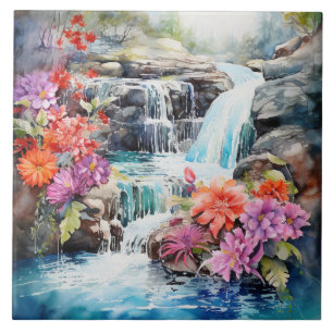 Lustige Wasserfall Szene Fliese