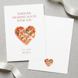 Lustige Wasserfarbe Herz Pizza Liebe Valentinstag Feiertagskarte