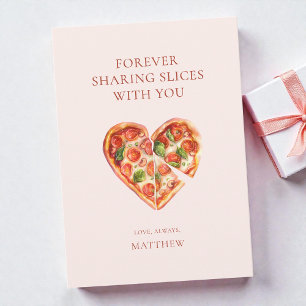 Lustige Wasserfarbe-Pizza-Scheibe-Herz Valentinsta Feiertagskarte