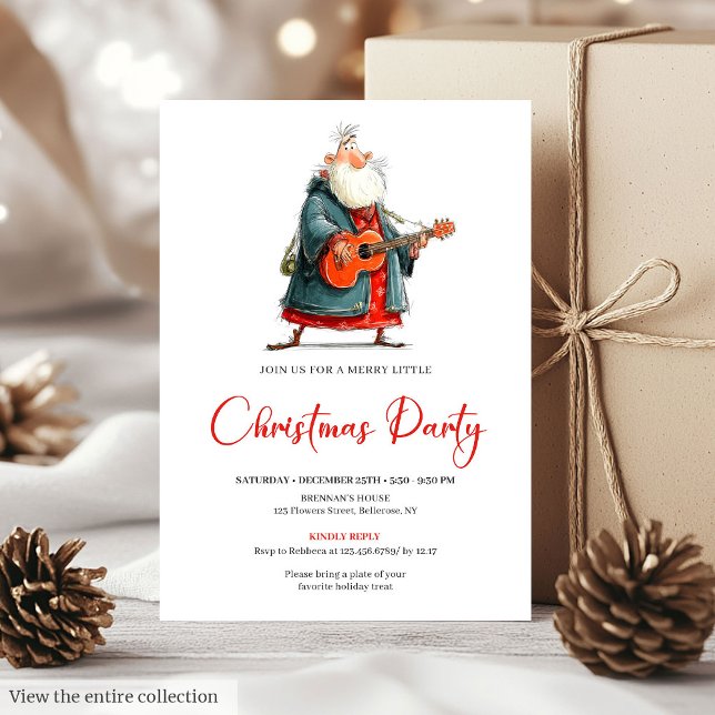 Lustige Wasserfarben-Weihnachtsmann-Kinder-Weihnac Einladung (Funny Watercolor Santa Kids Christmas Invitation)