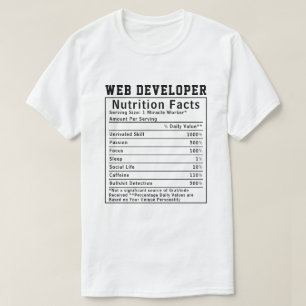 Lustige Web-Entwickler-Ernährungsfakten Codierungs T-Shirt