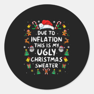 Lustige wegen Inflation hässliche Weihnachtspullov Runder Aufkleber