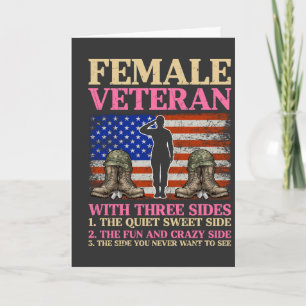Lustige weibliche Veteran-Militärfrau Amerikanisch Karte