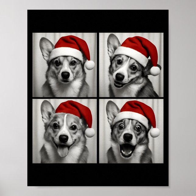 Lustige Weihnachten Corgi Weihnachtsmann Fotobooth Poster (Vorne)