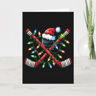 Lustige Weihnachten Eishockeyschläger Santa Hut Li Karte