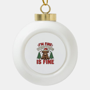 Lustige Weihnachten Highland-Kuh Mir geht's gut Al Keramik Kugel-Ornament