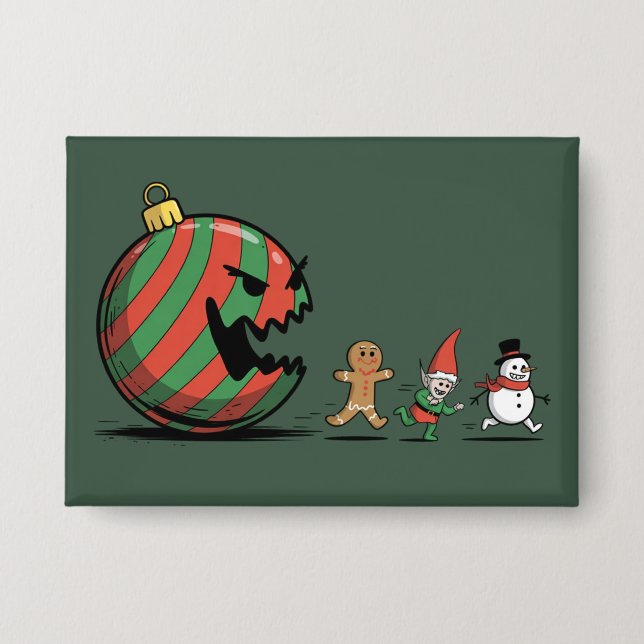 Lustige Weihnachten Lebkuchen Santa Feiertagsfeier Button (Vorderseite)