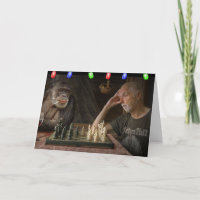 LUSTIGE WEIHNACHTEN SCHIMPANSE SCHACH GRUßKARTE