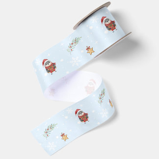Lustige Weihnachten Wasserfarbe Vogel xmas Party K Satinband