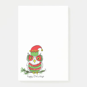 Lustige Weihnachts-Cartoon-Eule Post-it Klebezettel