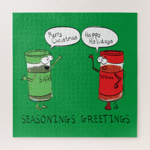 Lustige Weihnachts-Cartoon-Kochen-Gewürze Puzzle