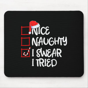 Lustige Weihnachts-Familien-Pyjama Nice Naughty Ic Mousepad