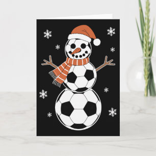 Lustige Weihnachts-Fußballspieler als Schneemann M Karte