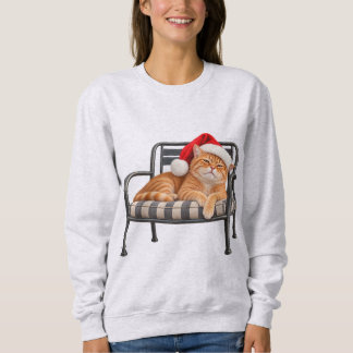 Lustige Weihnachts-Gingermaus in Santa-Hut Sweatshirt