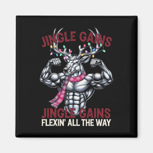 Lustige Weihnachts-Gym-Workout-Rentier-Jingle-Gain Magnet