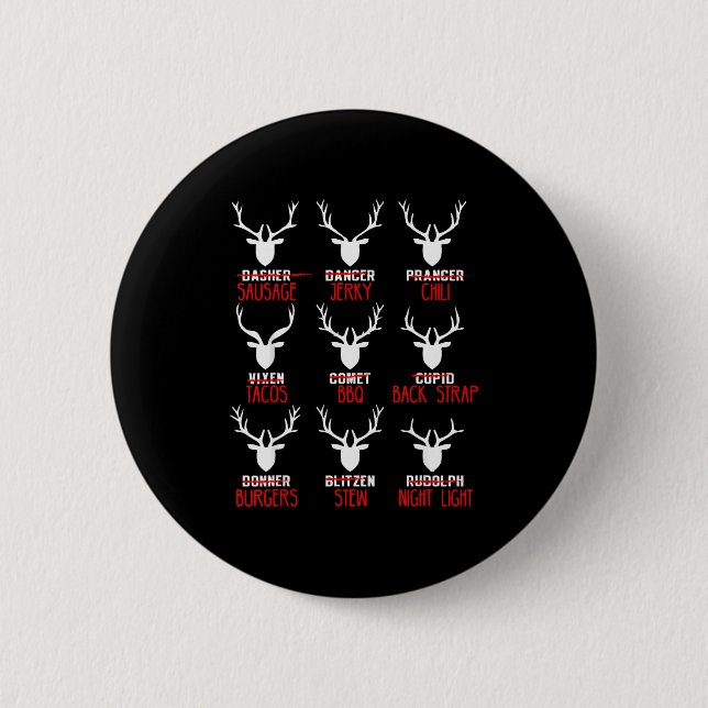 Lustige Weihnachts-Hirschjäger alle Rentiere des W Button (Vorderseite)